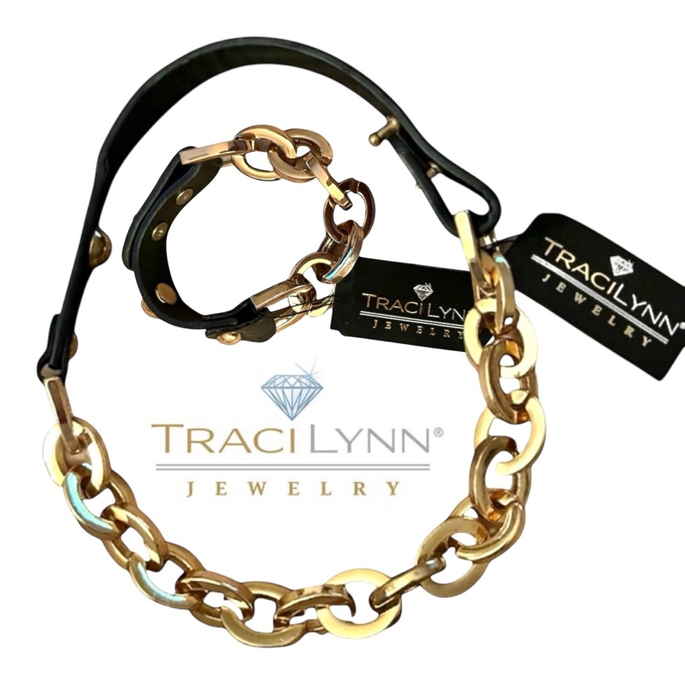 RARE! NWT Traci Lynn Leather & Links Set
